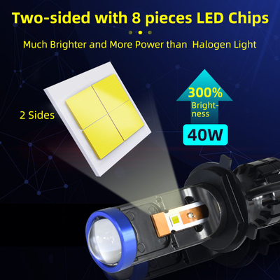 H4 Mini Lens Led Headlight Bulbs 45W Hi Low Beam Led Projector Headlights H4 Car Led Headlight